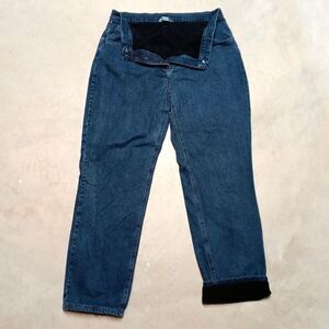 Woolrich Fleece Lined Jeans Womens 12 Denim Camp Hike Winter Outdoor Straight